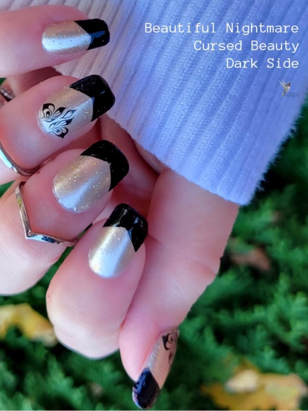 *Exclusive* Color Street: Dark Side | Black Chevron French Tip Halloween Goth